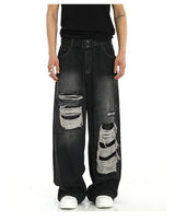 fashion ripped holes denim jeans harajuku patchwork straight jean trousers y2k trouser mens hip hop streetwear baggy jeans pants unique jeans style 4597