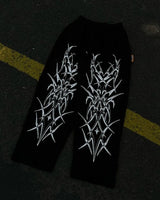 american high street trendy brand loose floor mopping trousers men y2k gothic punk dark style printed oversized trousers women unique default style 3733