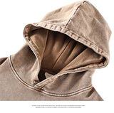 Kanye Vintage Distressed Solid Hooded Hoodie Oversize Washed Wax Dyein