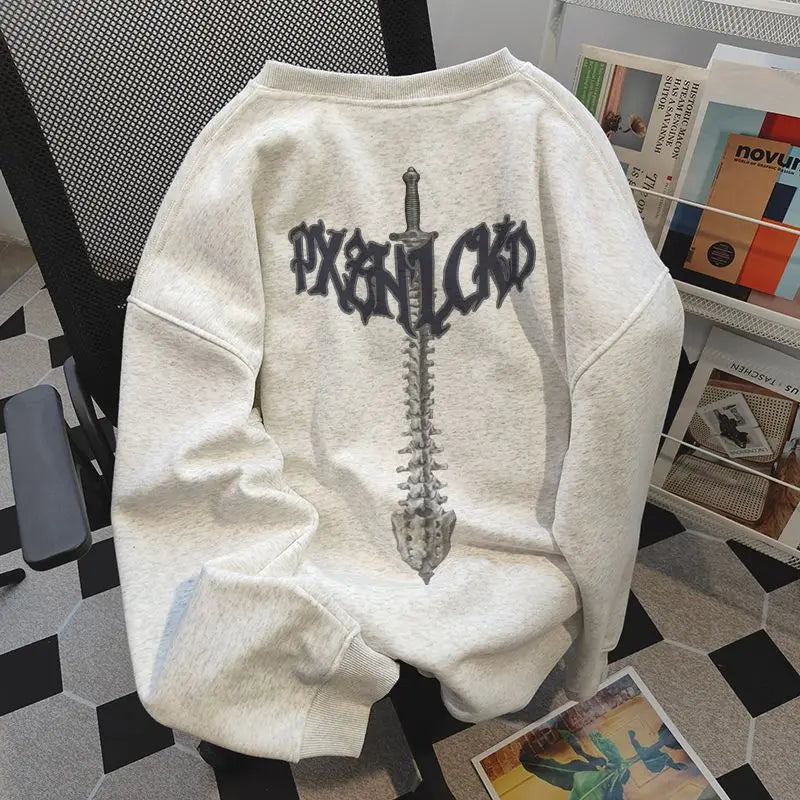 American autumn and winter personalized simple English letter printed round neck pullover for men and women trendy loose casual