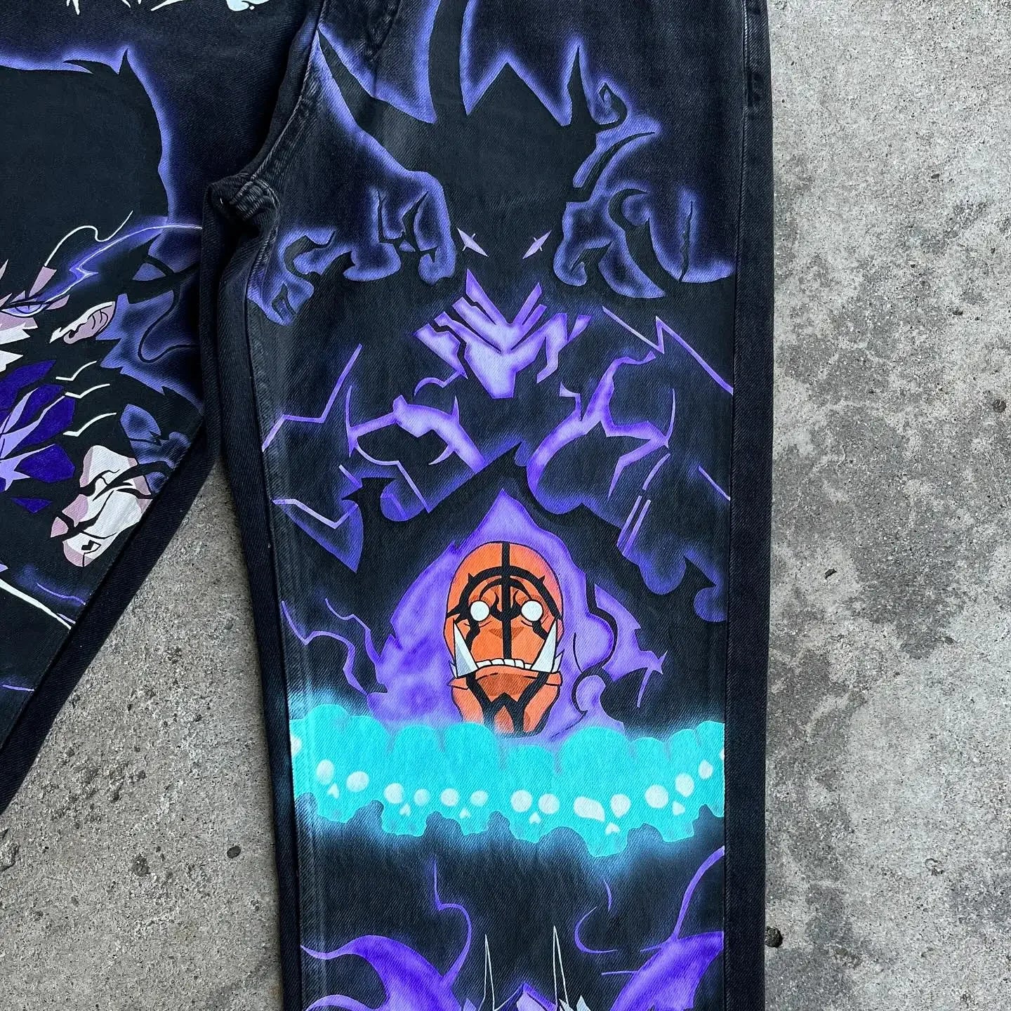 harajuku y2k jeans for men anime graphic pants streetwear 2024 new women japanese style high waist jean wide leg trouser urban skinny jeans