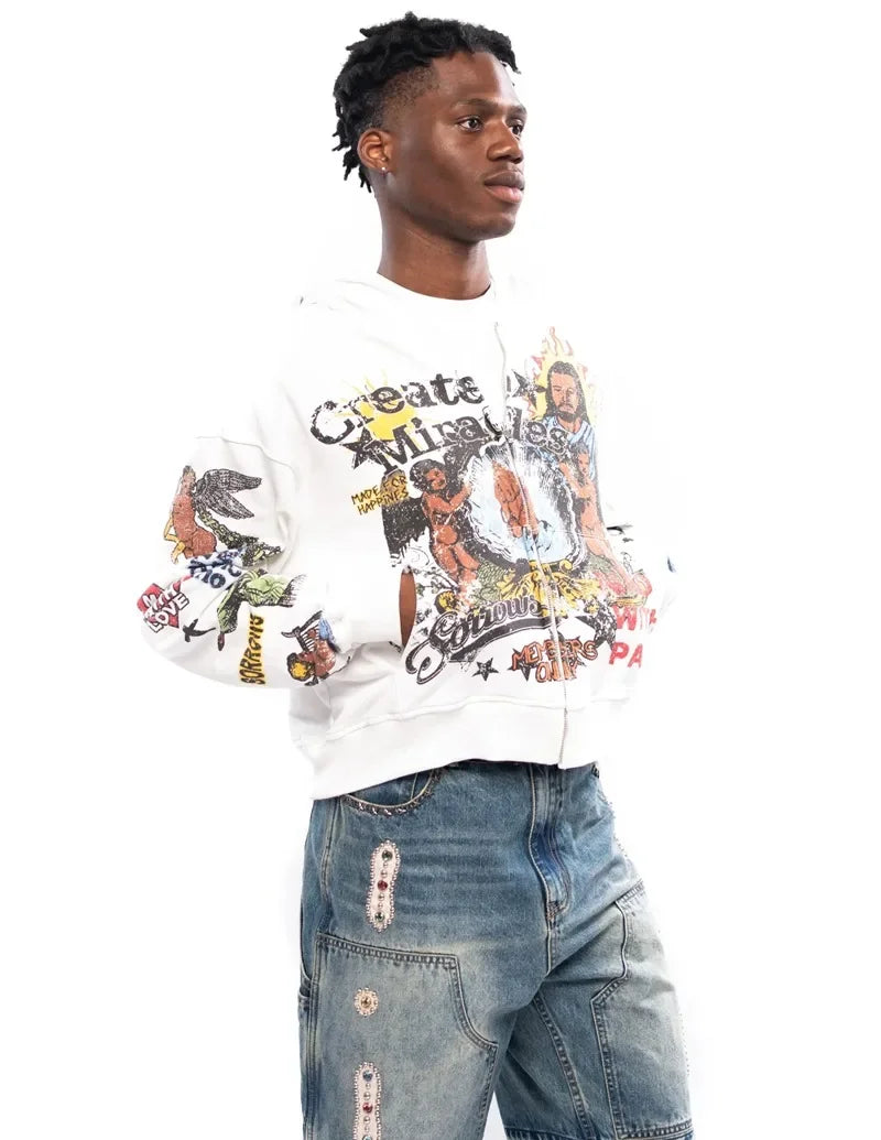 2024 Y2K High Street Cartoon Anime Print Oversized Hoodie Women Fashio
