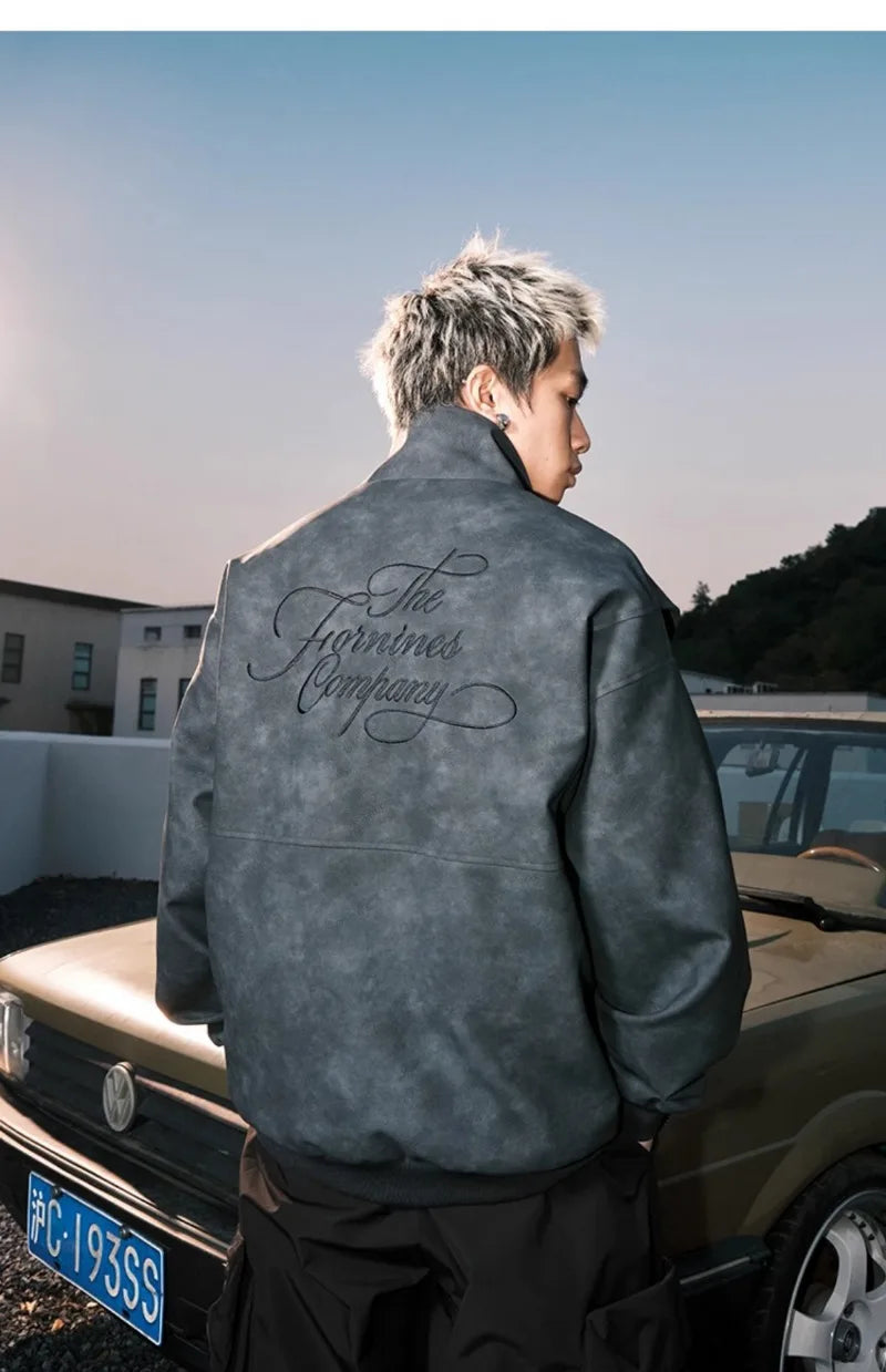 grunge street bomber, modern fit for men, oversized fit