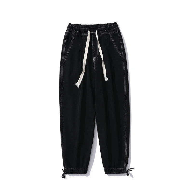rainbowtouches men jeans fashion classic brand men wide legs elastic concise jeans casual trousers retro style boy loose pants unique jeans style 3150