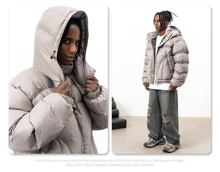 Winter hooded down jacket thickened