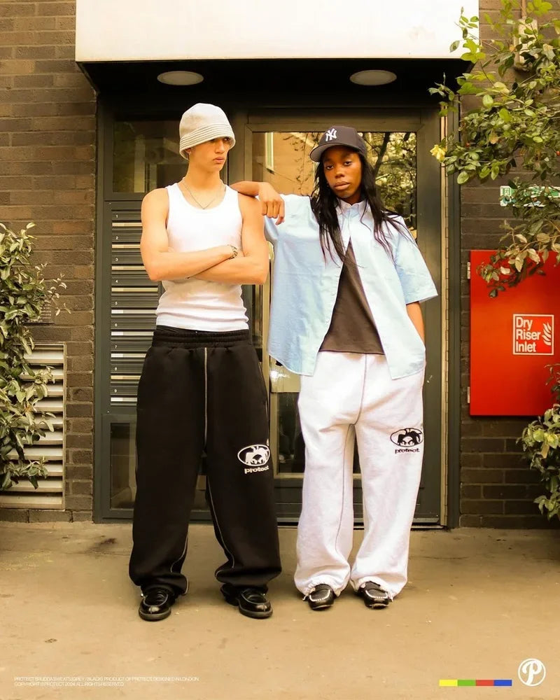 y2k street simple fashion casual sports trousers men y2k harajuku retro wide leg pants trendy brand oversized trousers women unique default style 3305