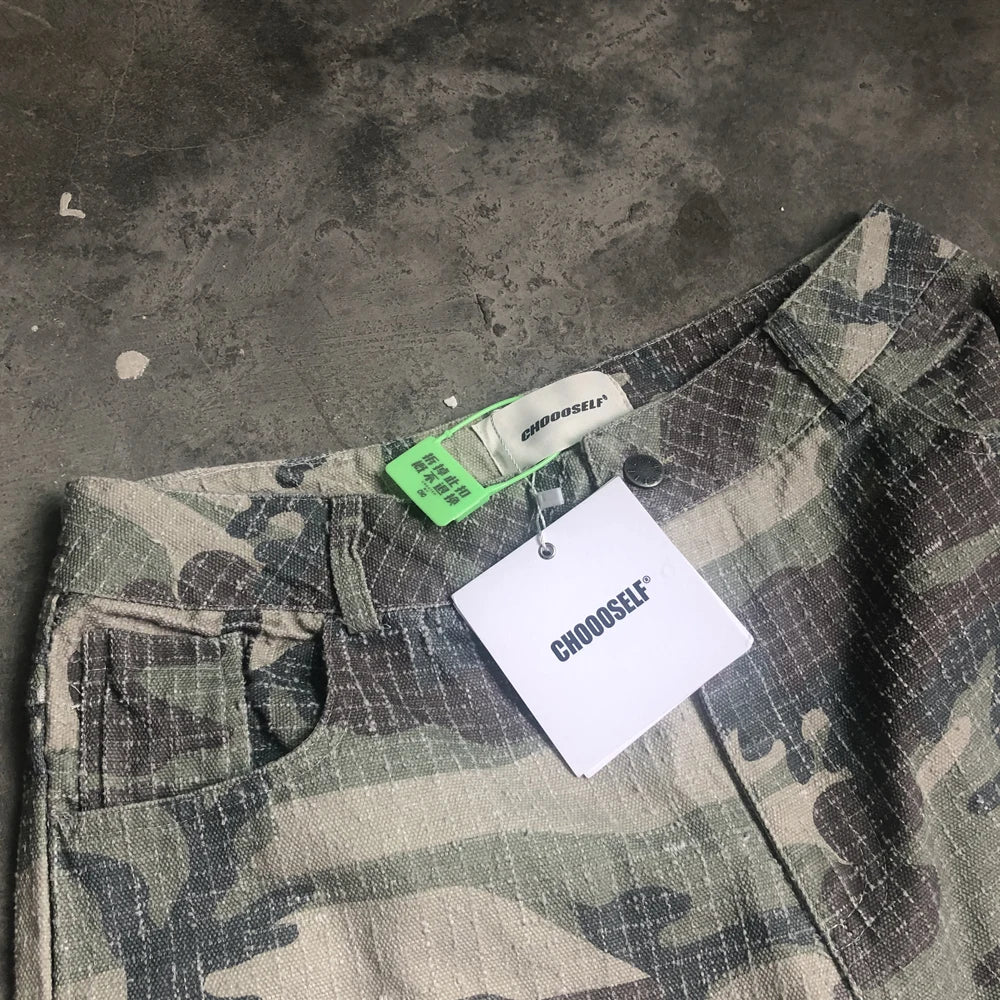 frog drift fashion american style streetwear camouflage cargo pants vintage clothing loose cotton trousers for men unisex unique cargo style 1112
