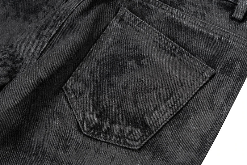 high street hand brushed glue sparkling baggy flare jeans for men y2k pantalones hombre leather pants oversized denim trousers unique jeans style 5968