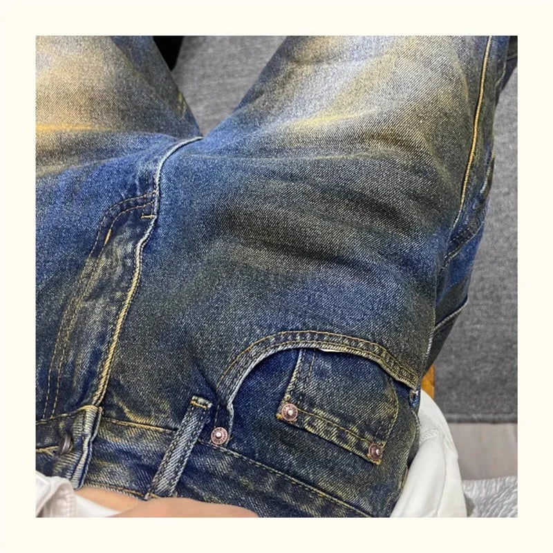 autumn hip hop graffiti painted baggy jeans mens y2l streetwear wide leg denim pants punk fashion distressed gradient jean unique jeans style 257