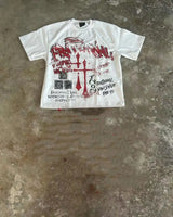 Gothic Graphic tee – Y2K Streetwear Brand Cross Pattern Printed Oversized T Shirt