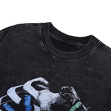 Harajuku Streetwear top – Harajuku Skeleton Printed Retro Distressed Washed T Shirt Me
