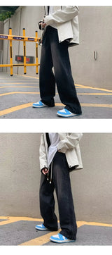 men jeans straight leg jeans boys american fashion wash old side stripes wide leg pants autumn vintage overalls unique jeans style 3904
