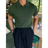 Y2k Graphic tee – Summer New Knitted Polo Shirt Mens Short Sleeve Casual Half