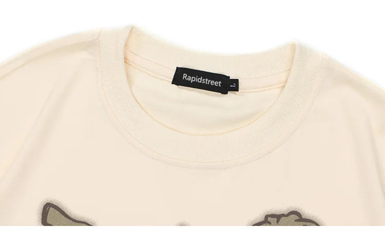 Skatercore Aesthetic print tee – 2023 Harajuku Cartoon Girl Cat Japanese Kanji Graphic T Shir