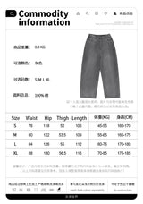 2024 autumn and winter new carbon ash wash worn jeans