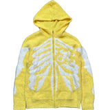 sweaters oversized zip sweater coat pants hip hop knitted punk hairy skeleton jumper fashion streetwear cardigan skull hooded clean everyday pants