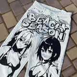 harajuku sunny sexy girl anime print baggy jeans new style wide leg trouser y2k popular streetwear men women high waist pants unique jeans style 5480