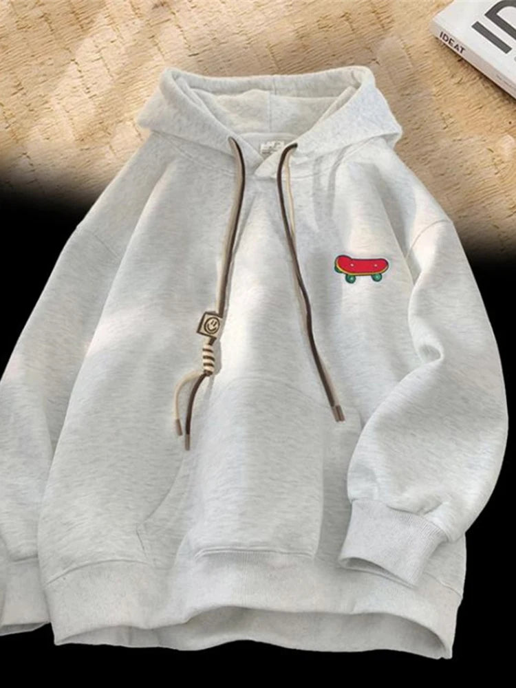 Autumn Kawaii Skateboard Graphic Hoody Mens New In Cotton Fleece Retro