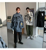 oversized flame knit top, unisex streetwear inspired by 2025 fashion trends, mens fashion layer for modern streetwear collect