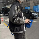 retro baseball bomber, daily drip outerwear, casual outfit