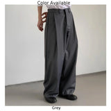 mens straight tube ice silk pants casual slacks youth thin wide leg pants business summer pants soft vintage trousers clean everyday pants