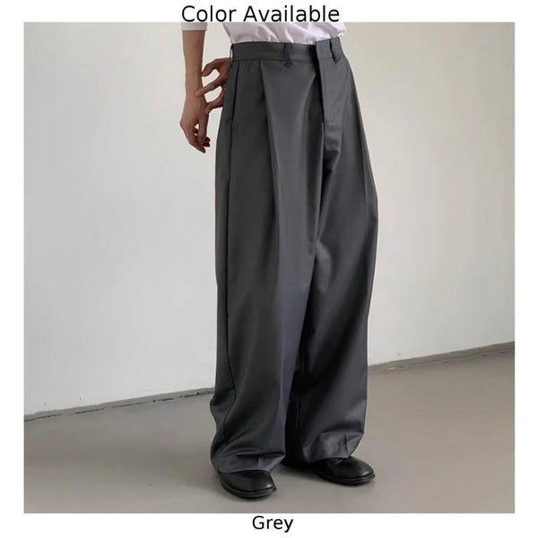 mens straight tube ice silk pants casual slacks youth thin wide leg pants business summer pants soft vintage trousers clean everyday pants