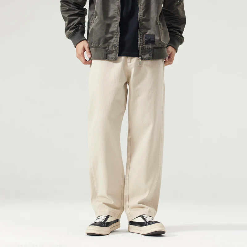 men fashion casual retro pure cotton straight elastic waist plus size loose denim jeans pants man cityboy streetwear trousers unique jeans style 2223