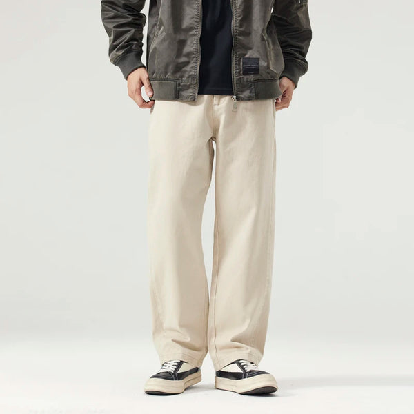 men fashion casual retro pure cotton straight elastic waist plus size loose denim jeans pants man cityboy streetwear trousers denim street jeans