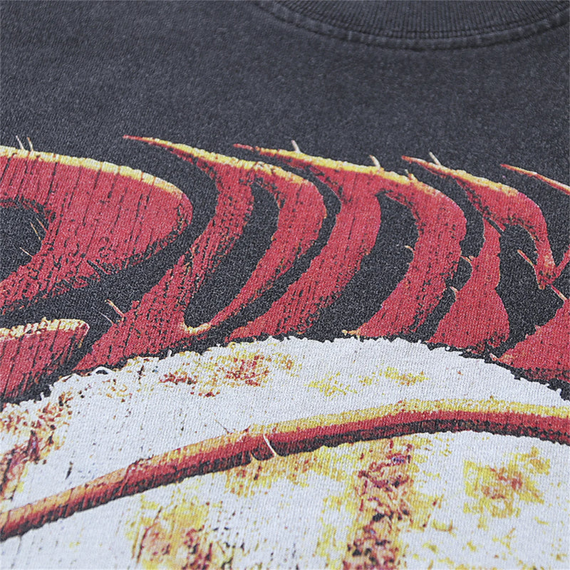Vintage Retro High-Street Rodman Portrait Print Cotton Hip-Pop Casual Tops T-Shirt