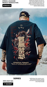 Trapwear Barcode glitch – 2024 Dragon Magical Power Print T Shirts Mens Breathable O N