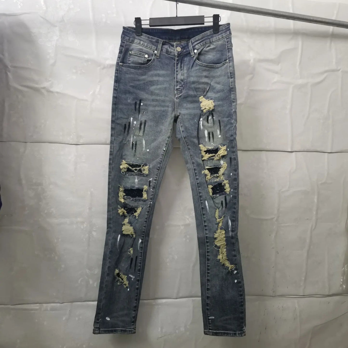 2023 brand new classic old washing rhinestones ripped holes jeans cotton denim pants comfort casual jeans size cargo 28 36 620 combat utility trousers