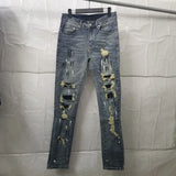 2023 brand new classic old washing rhinestones ripped holes jeans cotton denim pants comfort casual jeans size cargo 28 36 620 combat utility trousers