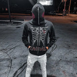 Autumn Winter Zipper Cardigan Skull Heart Shaped Embroidery New Hip Ho