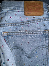 baggy jeans women high waist slim y2k pants gothic pocket sequins rhinestone retro blue jeans fashion straight denim trousers unique jeans style 296
