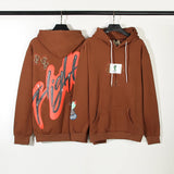 Cactus Jack Letter Brown Fleece Hooded Sweatshirts For Men High Street