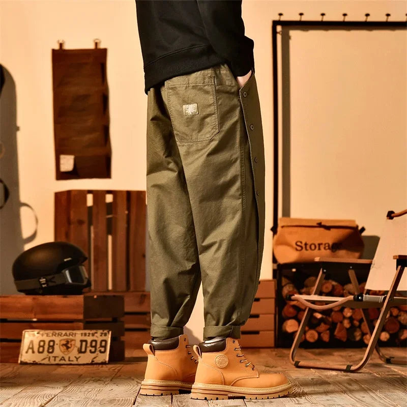 new breasted cargo tracksuit pants for men autumn y2k vintage harem tactical sweatpants casual outdoor baggy joggers trousers unique joggers style 50