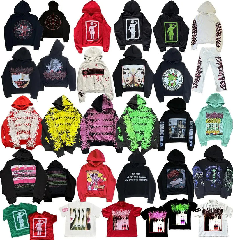 Gothic Oversized Tee – Harajuku Vintage Hoodie Oversized Goth Streetwear Tops Grung – Streetwear Fashion for Men & Women