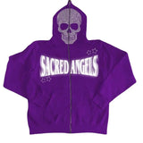 European American 2024 dark skull hip-hop sweatshirt trend men and women personalized zipper loose cardigan hooded jacket top