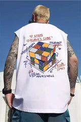 Glitchcore Chrome print – Summer Cartoon Cube Graphic Printed Sleeveless Tee Shirts