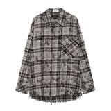 Trapwear Broken heart – Vintage Plaid Shirt 2024 Tie Dyed Tassel T Shirt Long Sleeve
