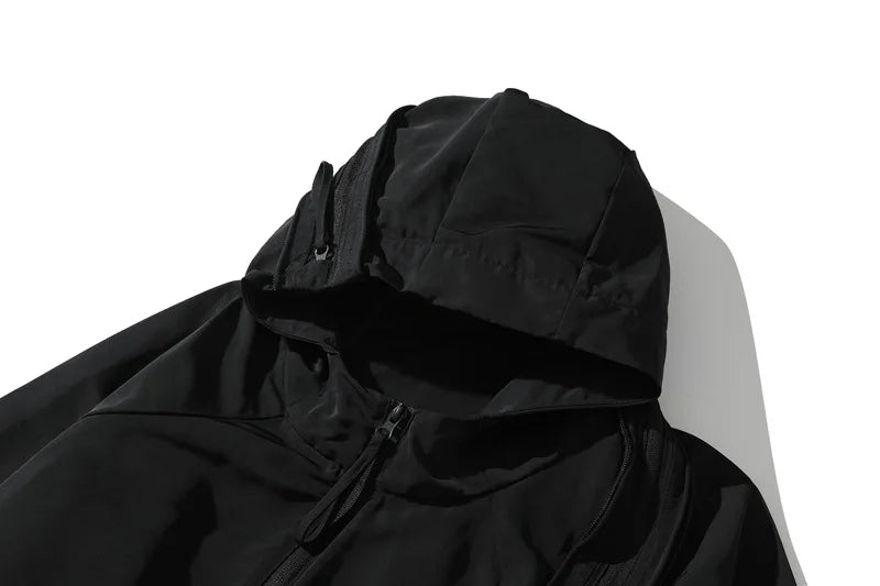 New 2023 Men Raf Technical zip-up Parka Track Zipper Casual Mess Windbreaker With Hoody Trench Jackets Coat #A06