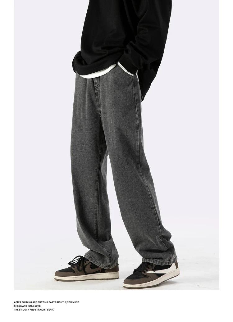 fashion loose streetwear denim basic pants unisex casual zipper jean pant hip hop trousers joggers men straight jeans traf homme unique joggers style 2406