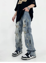 graffiti printed ripped destroied straight denim jean men hip hop distressed biker jeans fashion casual high street pants jogger unique joggers style 1620