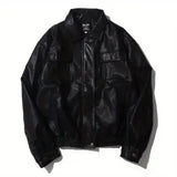 Retro Motorcycle Leather Jacket Men Woman Japanese Loose Streetwear Bomber Jackets Spring Autumn Casual PU Cargo Outwear Unisex