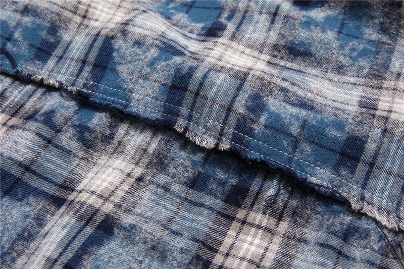 Trapwear Broken heart – Vintage Plaid Shirt 2024 Tie Dyed Tassel T Shirt Long Sleeve