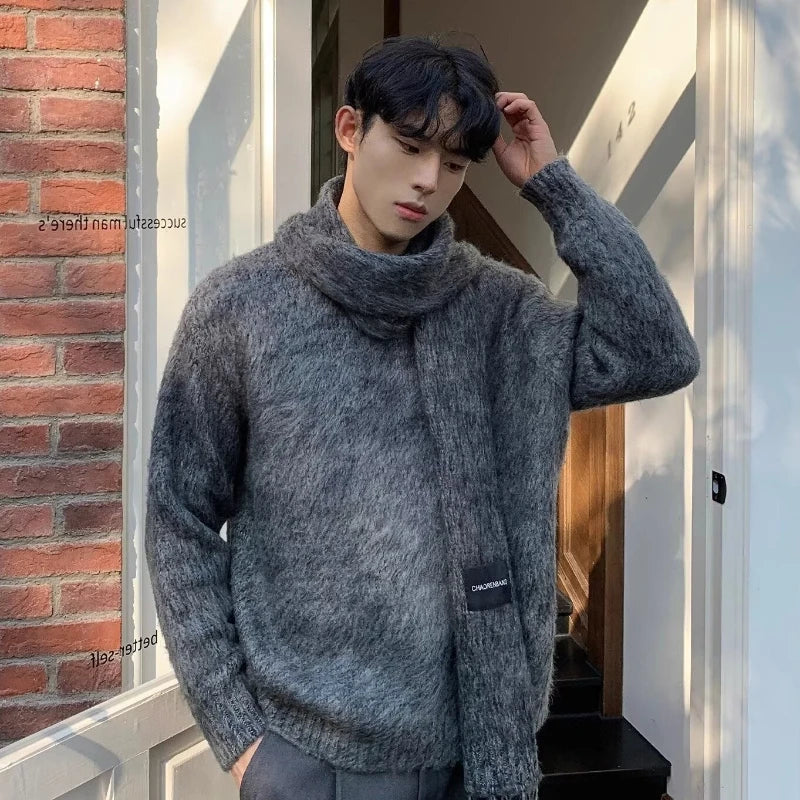 layered flame street knit, photo-ready knit, trendy urban fashion top for men, layered streetwear look
