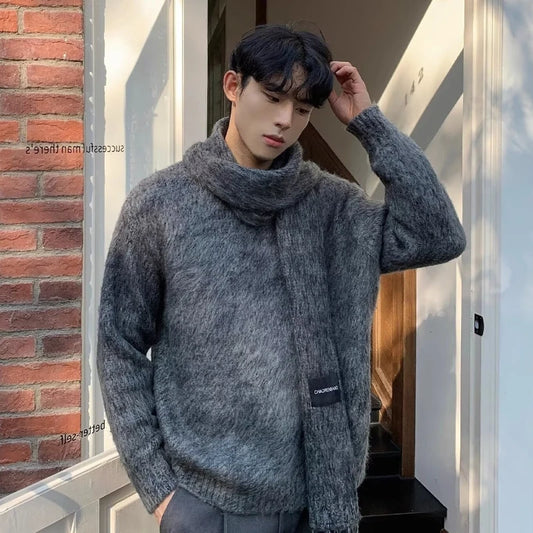 layered flame street knit, photo-ready knit, trendy urban fashion top for men, layered streetwear look