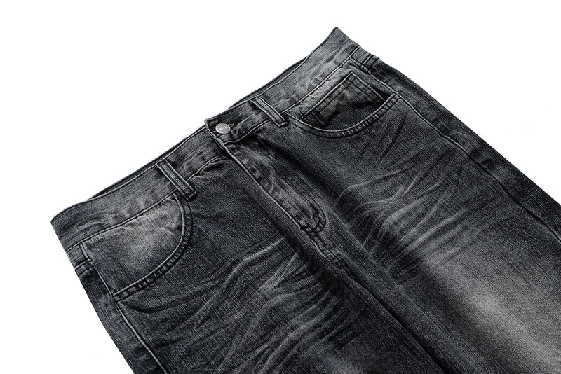 streetwear black washed ripped baggy flare jeans pants for men and women straight ropa hombre loose casual denim trousers unique jeans style 4293