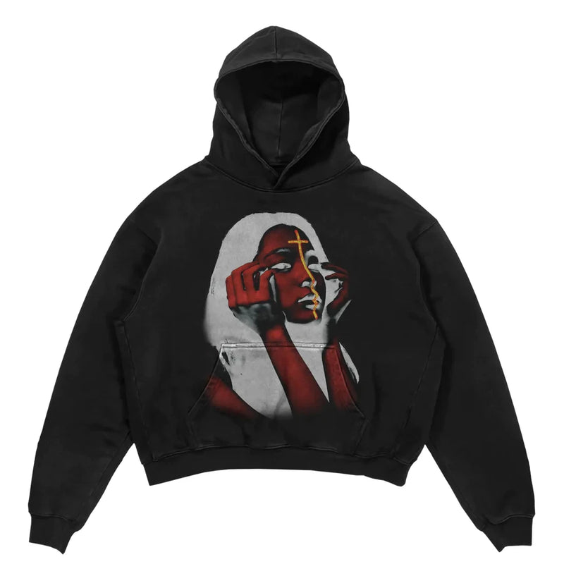 Y2K Womens Top Hoodies Sweatshirt Pullover Oversized Streetwear Vintag