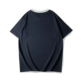Summer Short Sleeved Men'S Military Retro Cavalry Division Letter Printing Casual Cotton Breathable Color Matching Round Neck